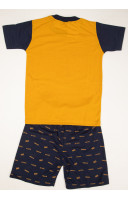 Mustered And Navy Blue Cotton Kids Dress (KR1226)